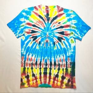 Lacoste Tee Customized Handmade Fireworks Tie Dye